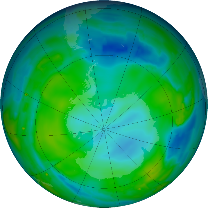 Antarctic ozone map for 24 May 2010